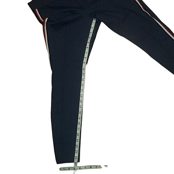 Old Navy Stevie Texture Blue Ponte Knit Side Stripes  High Waist Pants Large - Picture 13 of 16